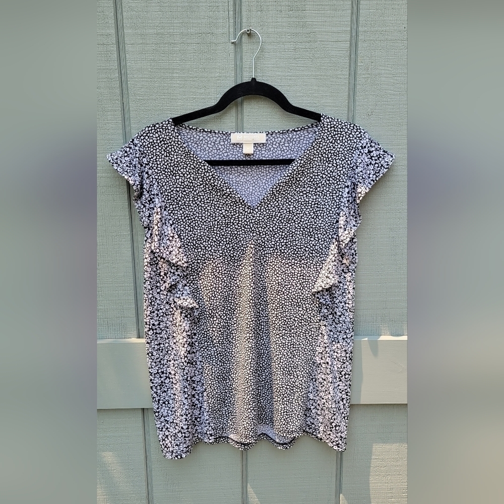 Michael Kors Black and White Floral Top